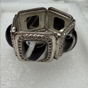 Source Unknown Black and Silver Bracelet